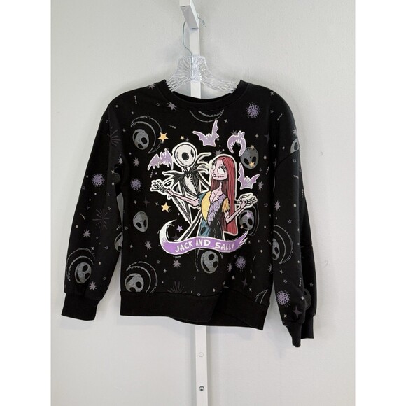 Jack & Sally Crewneck Sweatshirt Disney Halloween Gothic Tim Burton Kids L - Picture 1 of 7